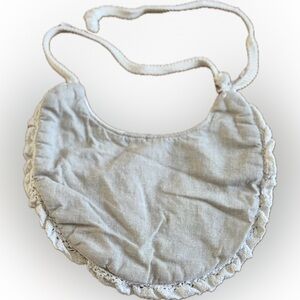 Cream Baby Bib with Lace Trim